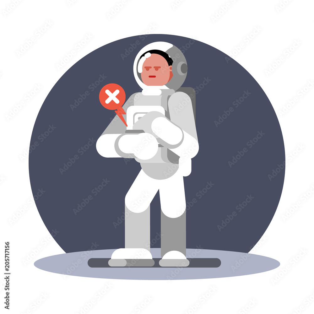 Fototapeta premium Woman cosmonauts hand computer