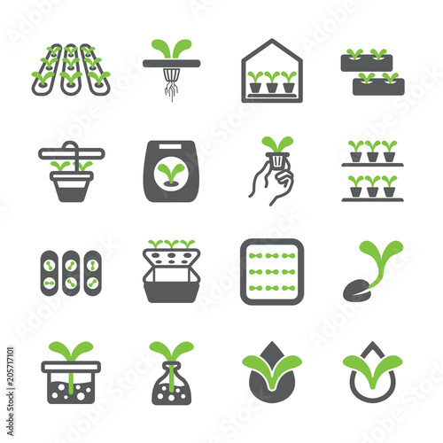 Hydroponic icon set