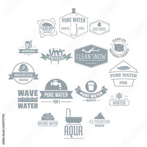 Water logo icons set. Simple illustration of 16 water logo vector icons for web