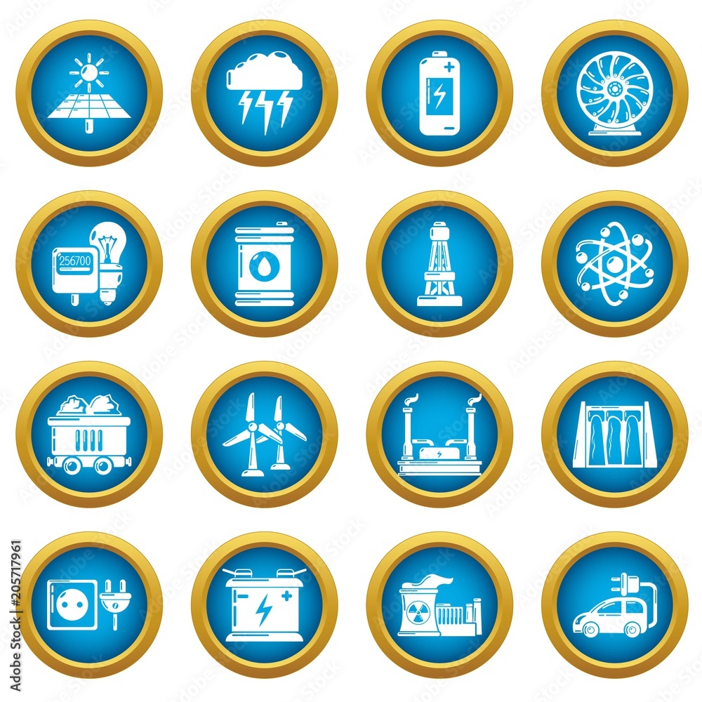 Energy sources icons set. Simple illustration of 16 energy sources vector icons for web Energy sources icons set. Simple illustration of 16 energy sources vector icons for web