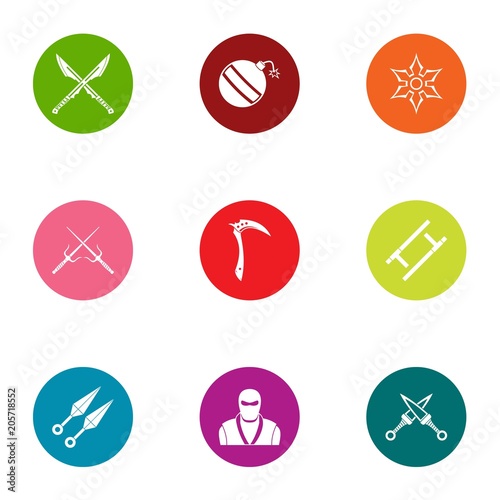 Covert operation icons set. Flat set of 9 covert operation vector icons for web isolated on white background