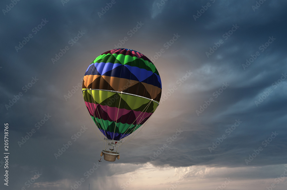 Fototapeta premium Air balloon in sky. Mixed media