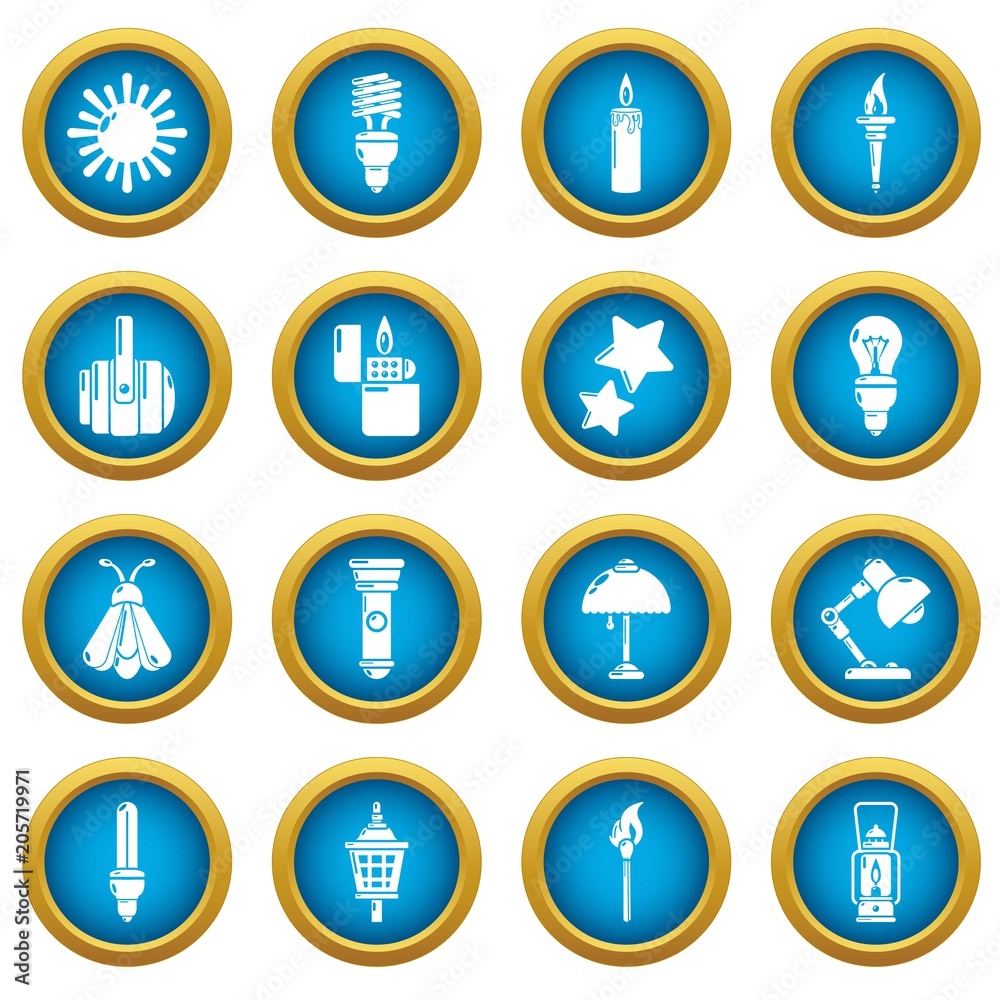Light source icons set. Simple illustration of 16 light source vector icons for web Light source icons set. Simple illustration of 16 light source vector icons for web