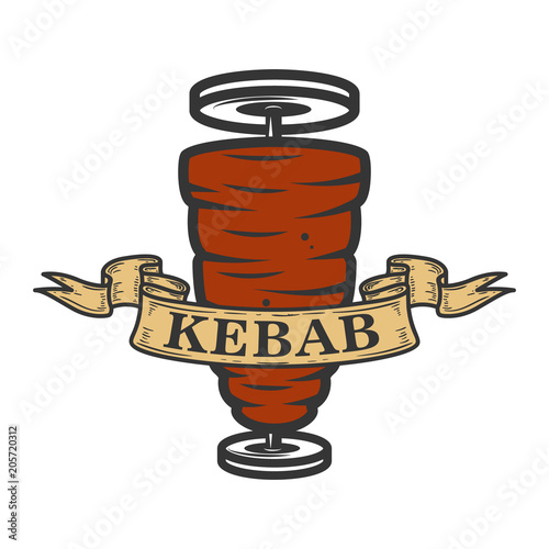 Kebab emblem template. Fast food. Design element for logo, label, emblem, sign.