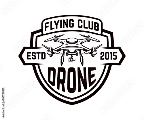 Drone icon isolated on white background.  Design element for logo, label, emblem, sign. © liubov