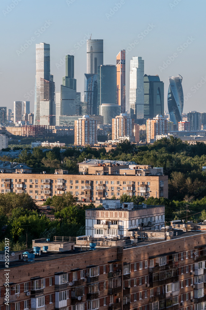 Skyscrapers of Moscow City tower above the city