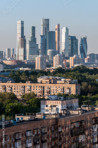 Skyscrapers of Moscow City tower above the city