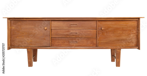 Wooden sideboard isolate is on white background with clipping path photo