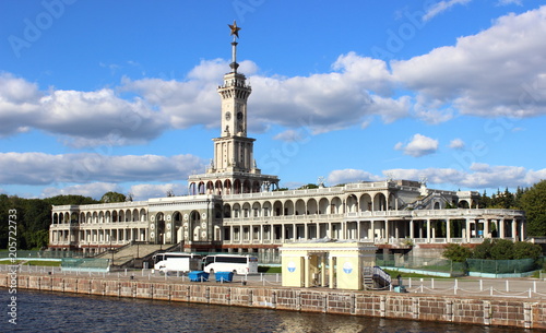Russia, Moscow, river station building, North river port in summer against the blue sky with clouds - travel, tourism, excursions © Ilya