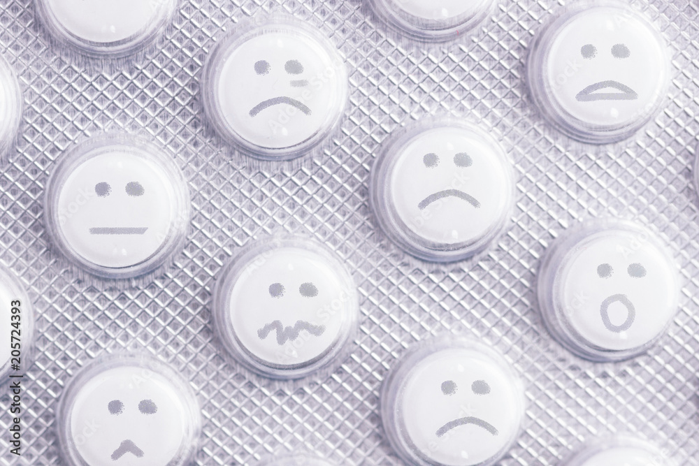 Sad face of pills Stock Photo | Adobe Stock