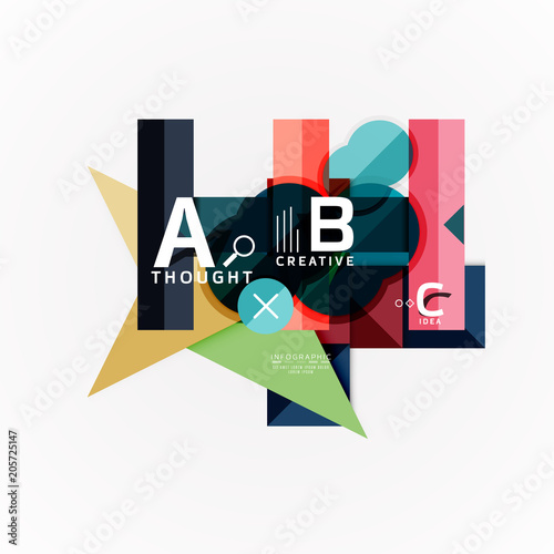 Abstract geometric option infographic banners, a b c steps process