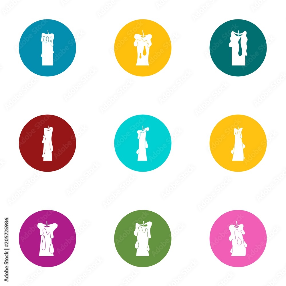 Candlestick icons set. Flat set of 9 candlestick vector icons for web isolated on white background