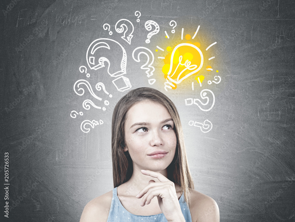 Young pensive woman, answer Young pensive woman, answer