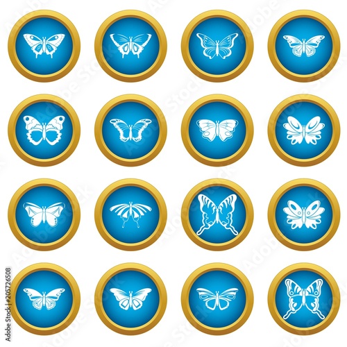 Butterfly collection icons set. Simple illustration of 16 butterfly collection vector icons for web