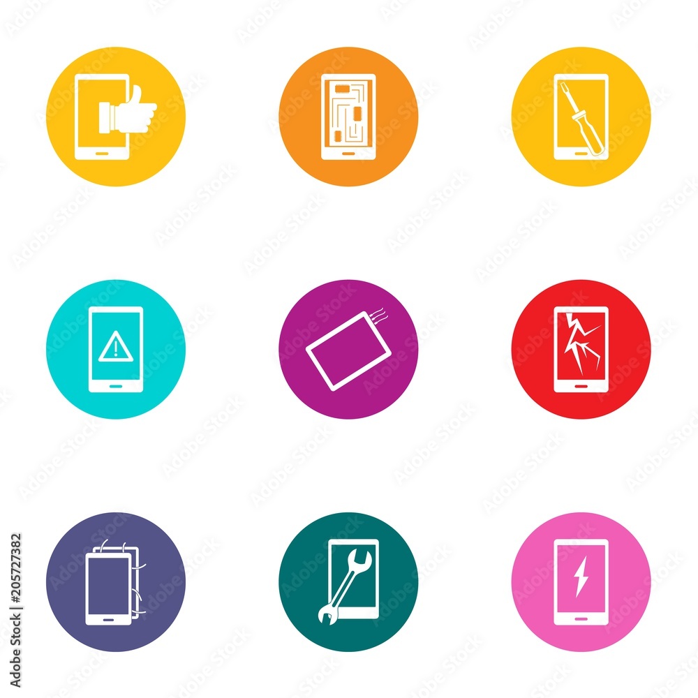 Displaying icons set. Flat set of 9 displaying vector icons for web isolated on white background Displaying icons set. Flat set of 9 displaying vector icons for web isolated on white background