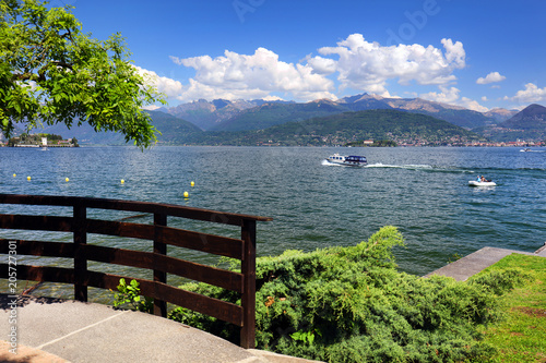 Summer afternoon landscape on the shore of Lake Maggiore, Italy, Europe © Rechitan Sorin