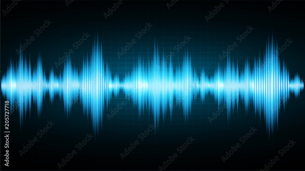 Sound waves oscillating dark blue light, Abstract technology background. Vector. Sound waves oscillating dark blue light, Abstract technology background. Vector.