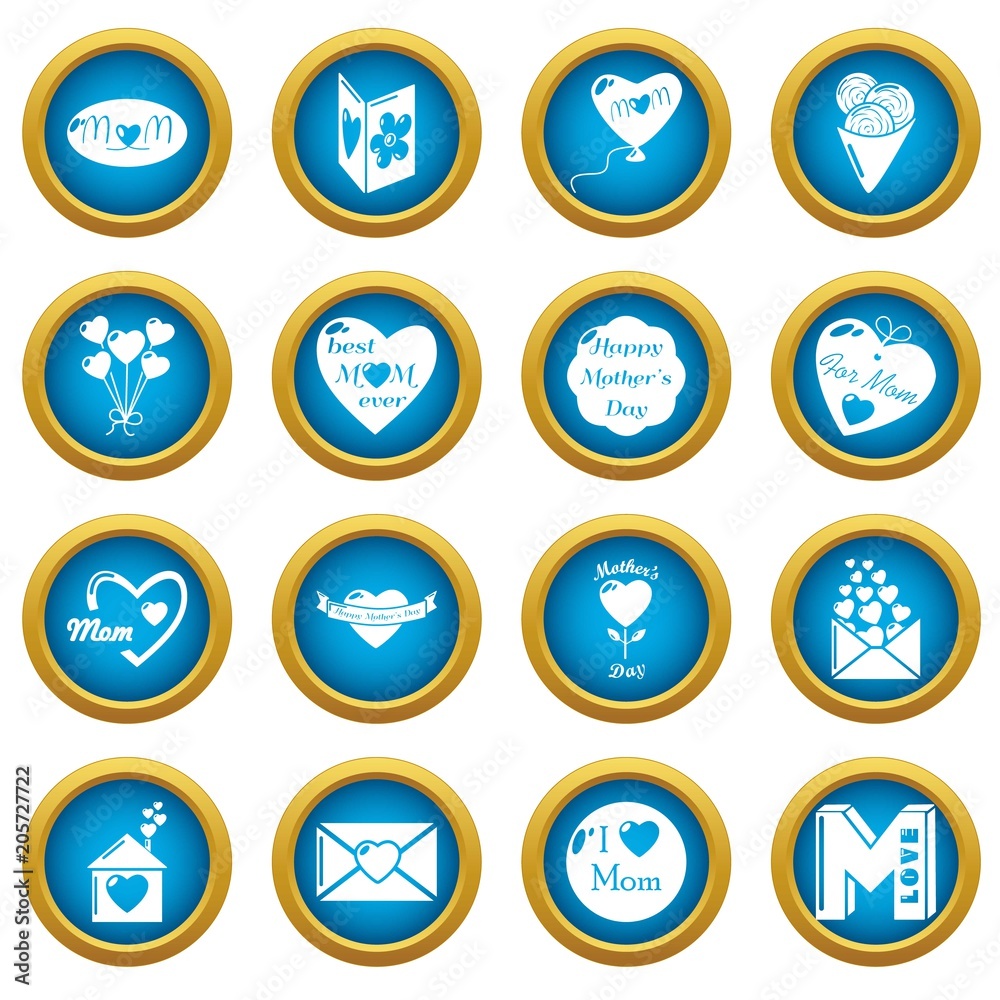 Mother Day icons set. Simple illustration of 16 Mother Day vector icons for web Mother Day icons set. Simple illustration of 16 Mother Day vector icons for web
