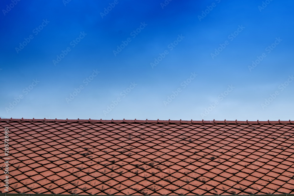 empty roof top with blue sky background