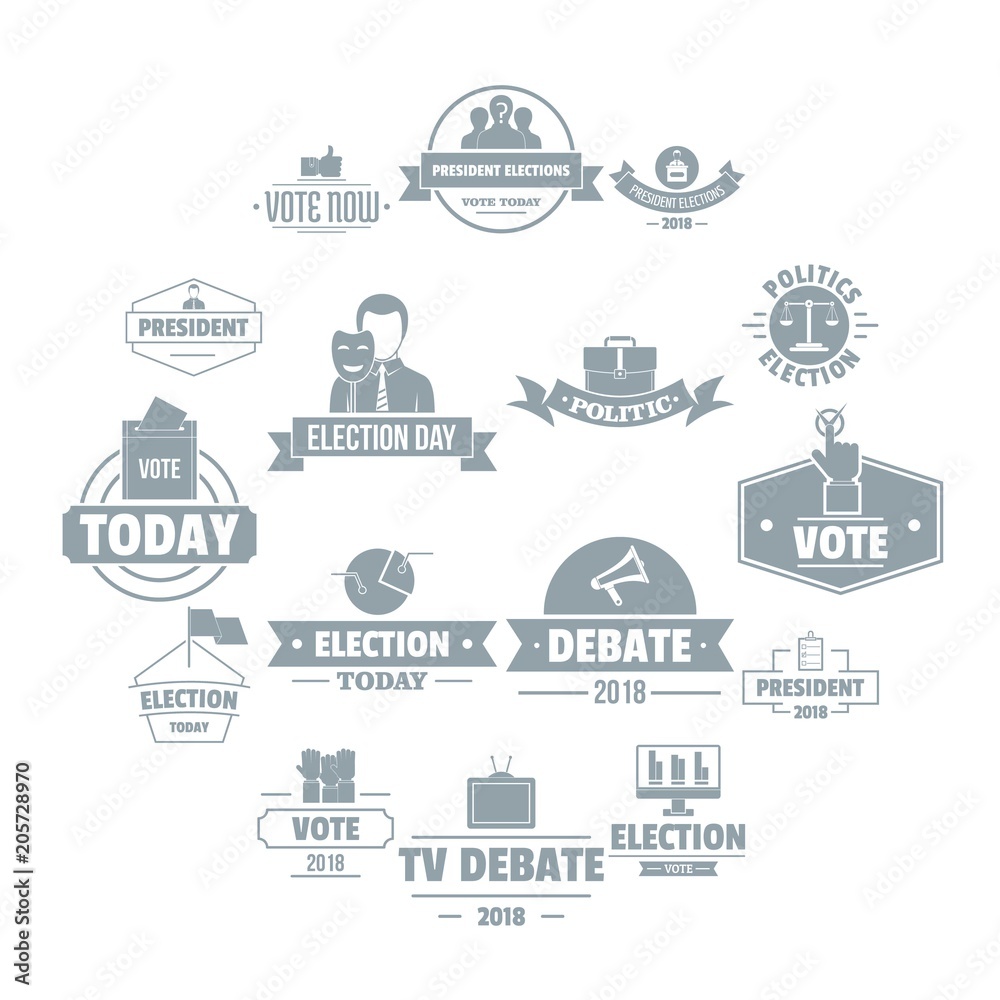 Election voting logo icons set. Simple illustration of 16 election voting logo vector icons for web