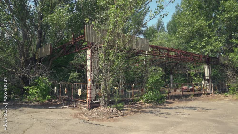 Abandoned amusement park, bumper cars in Pripyat. Chernobyl nuclear disaster - Juni 2017: 30km Chernobyl, exclusion zone Abandoned amusement park, bumper cars in Pripyat. Chernobyl nuclear disaster - Juni 2017: 30km Chernobyl, exclusion zone