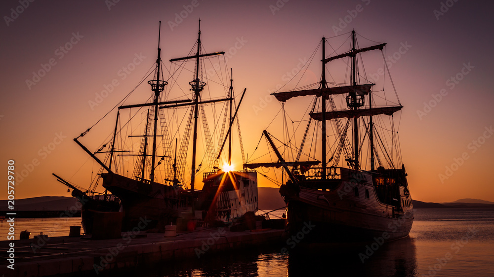 Fototapeta premium A sailer in the bay of Senj, Croatia
