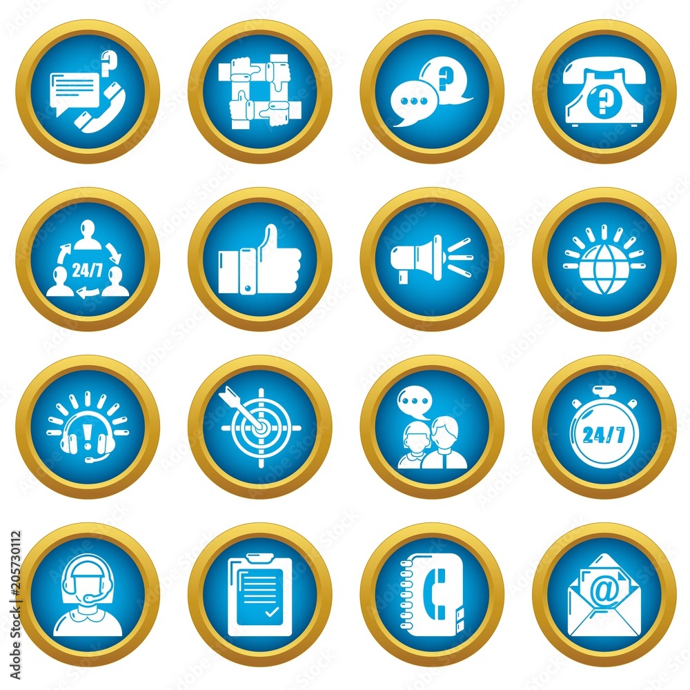 Call center icons set. Simple illustration of 16 call center vector icons for web