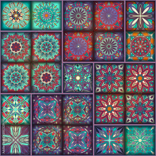 Wallpaper Mural Seamless pattern with decorative mandalas. Vintage mandala elements. Colorful patchwork. Torontodigital.ca