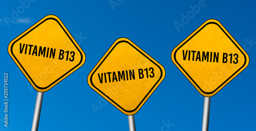 Vitamin B13 - yellow sign with blue sky photo