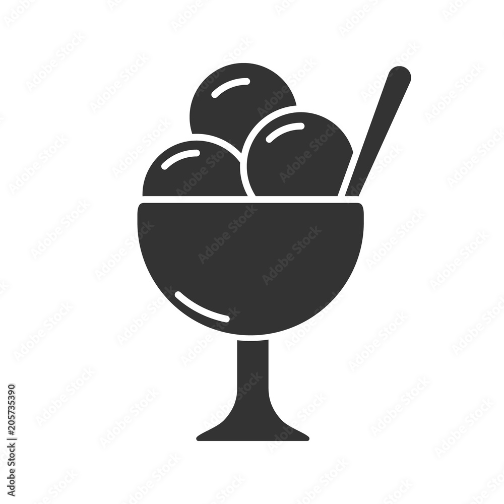 Ice cream in bowl glyph icon Ice cream in bowl glyph icon