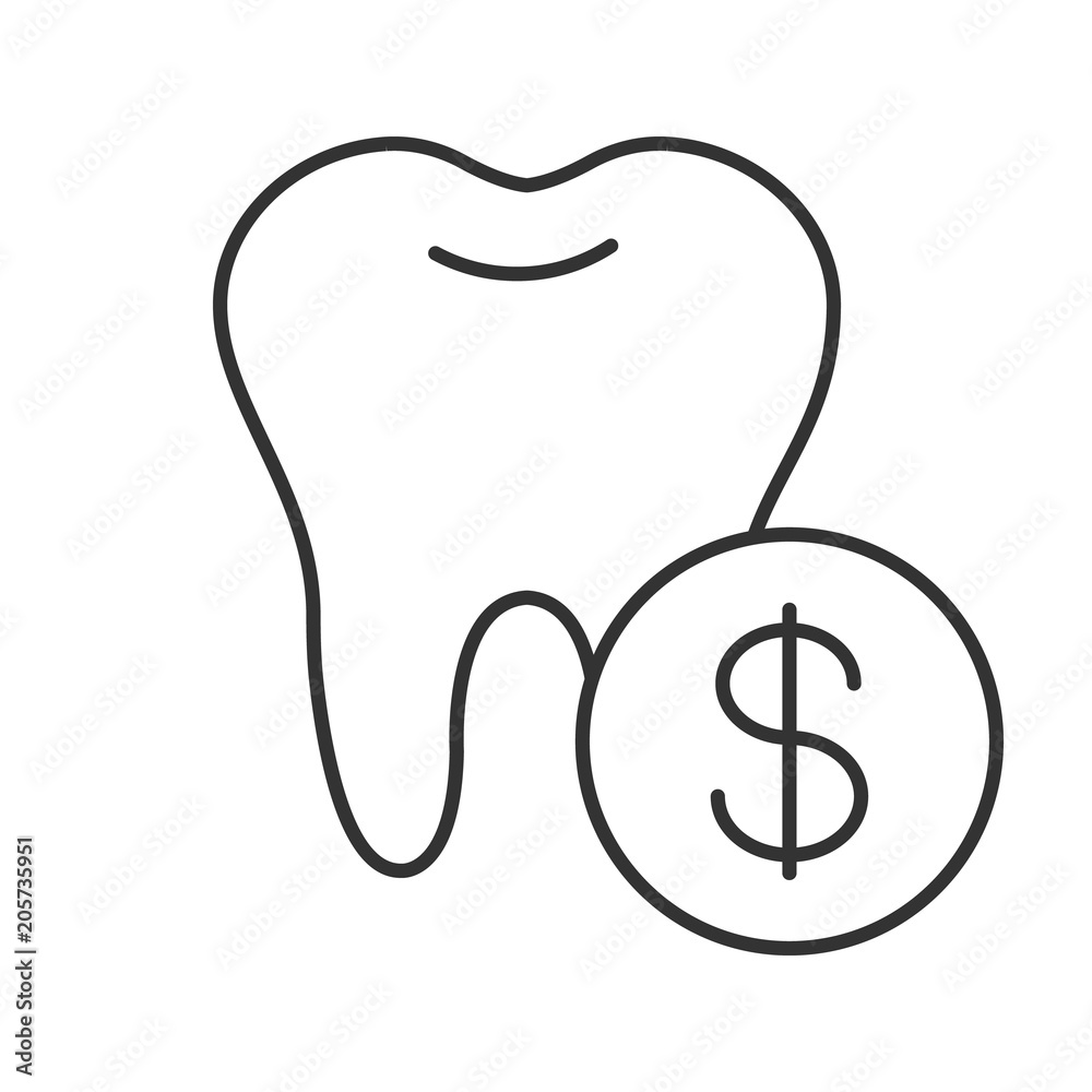 Obraz premium Dental services price linear icon