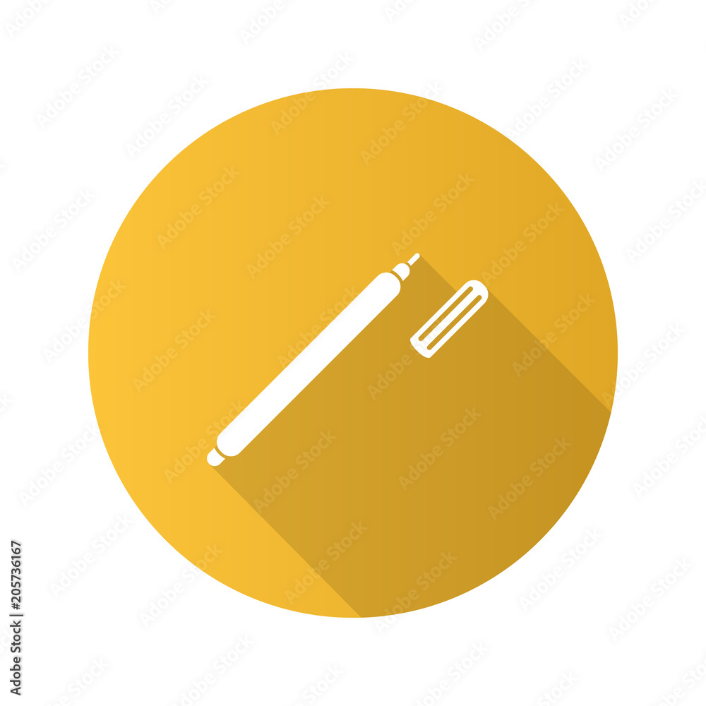 Marker pen flat design long shadow glyph icon Marker pen flat design long shadow glyph icon