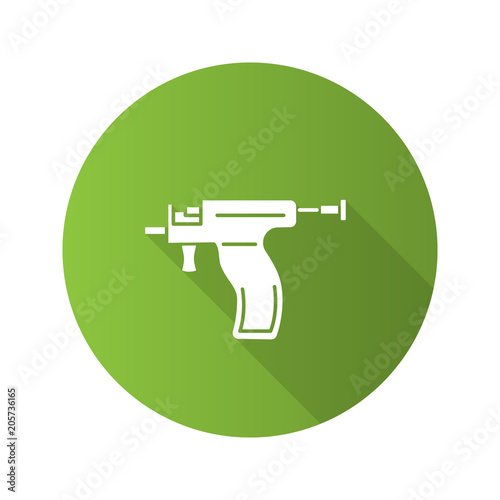Piercing gun flat design long shadow glyph icon