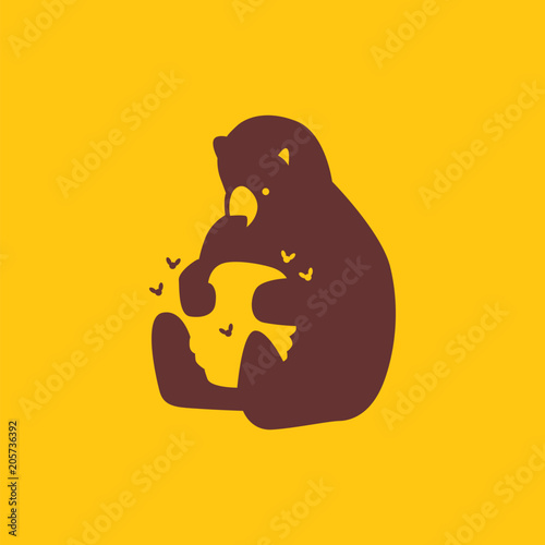 honey bear hive bee logo vector icon illustration