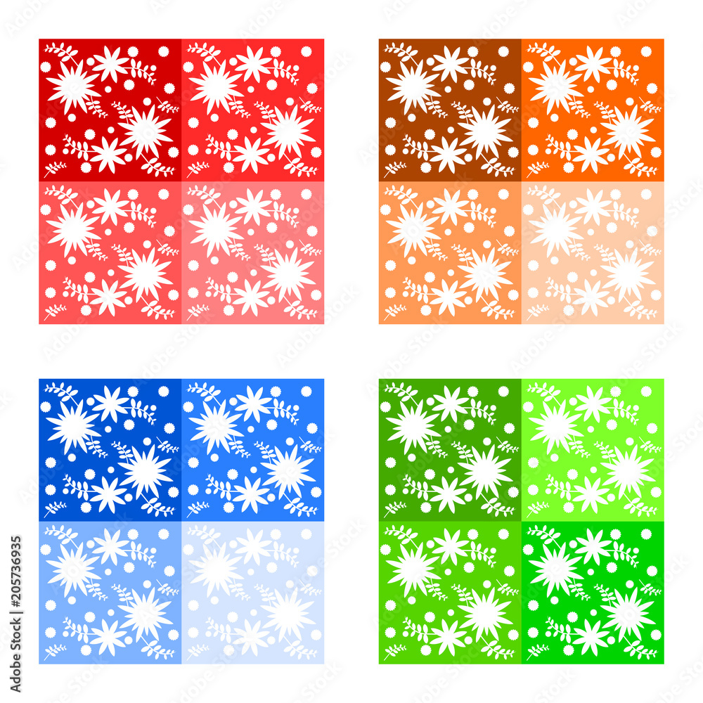 Four squares with floral patterns. The symbol of the four seasons ...