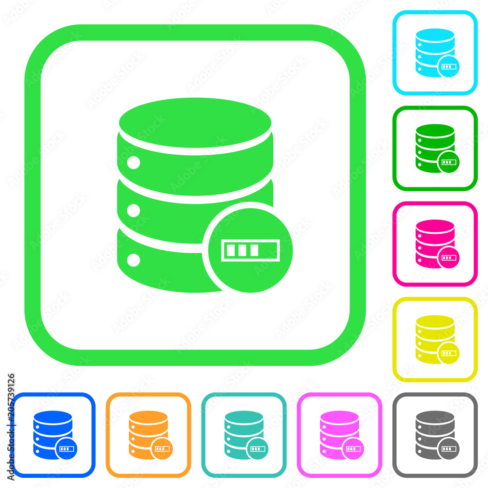 Database processing vivid colored flat icons Database processing vivid colored flat icons