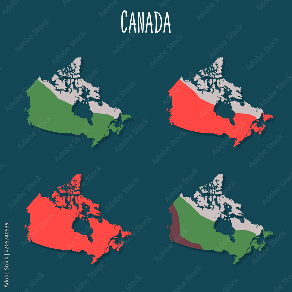 Obraz premium Canada territory variations color flat illustrations set