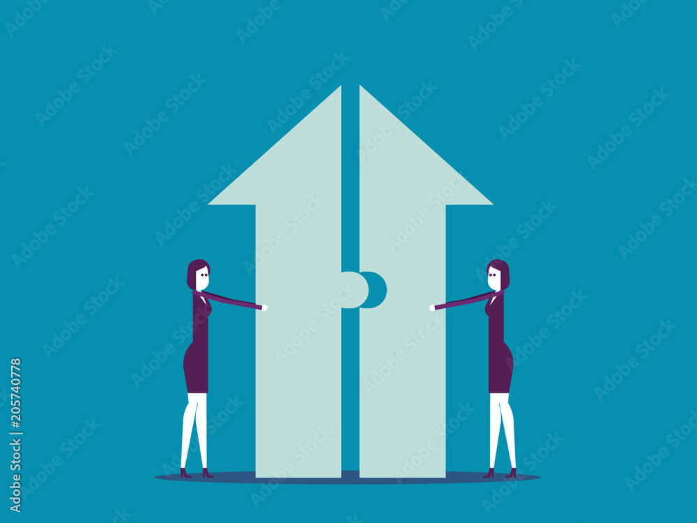 Fototapeta premium Cooperation, Business team and partner help together. Vector business illustration concept, Working character cartoon.