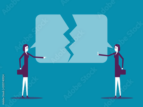 Failed business communication. Vector business illustration concept, Business character debate.