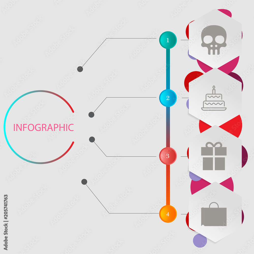 Birthday and party infographic with icon 4 step, for presentatio Birthday and party infographic with icon 4 step, for presentatio