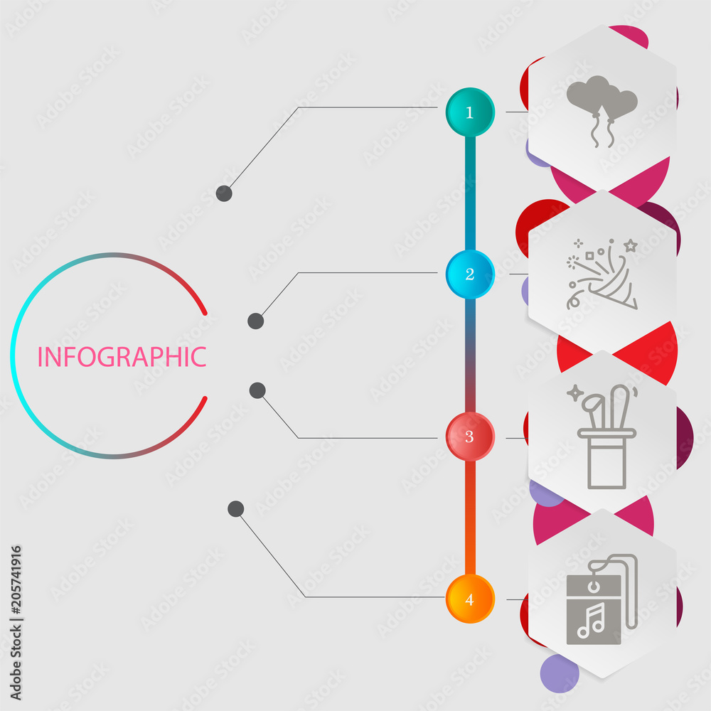 Birthday and party infographic with icon 4 step, for presentatio