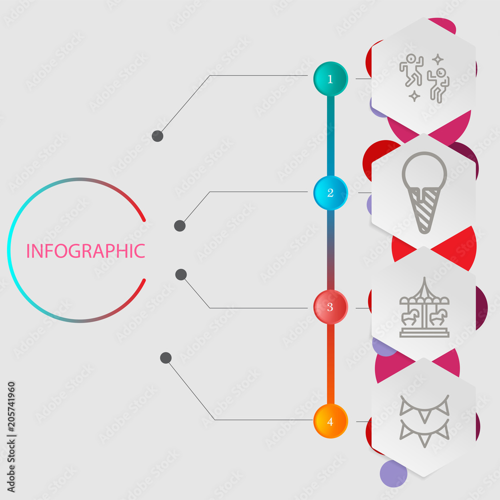 Birthday and party infographic with icon 4 step, for presentatio Birthday and party infographic with icon 4 step, for presentatio