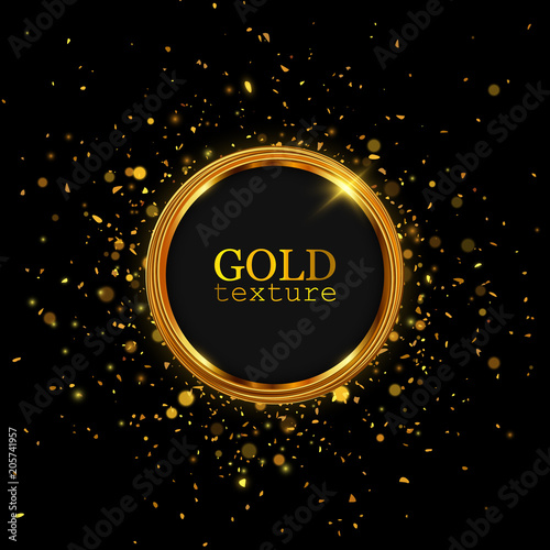 Gold glitter dust. Abstract luxury background.