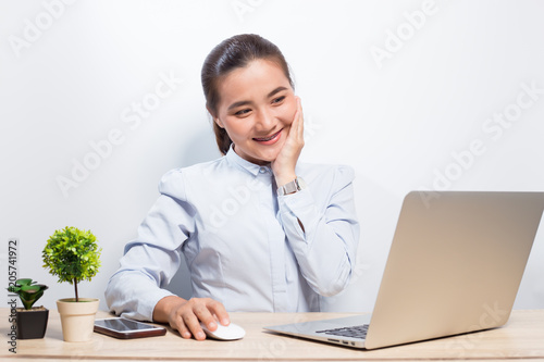 Happy woman at office