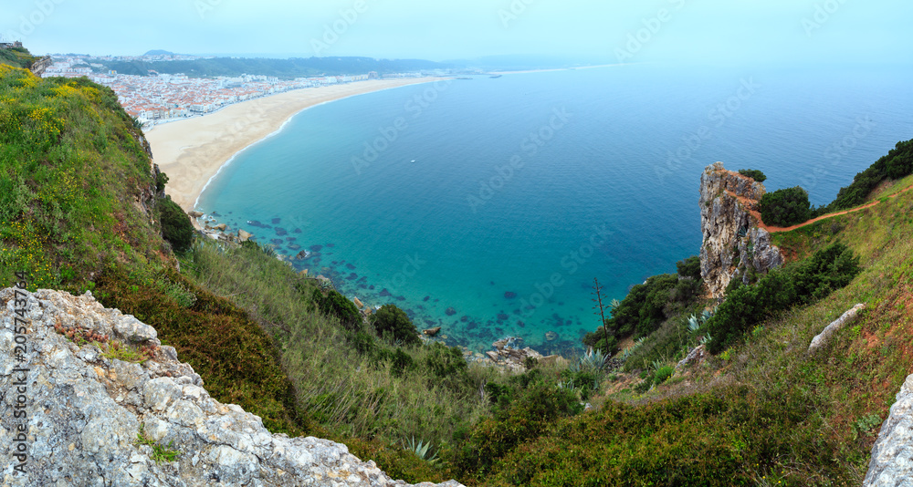 Nazare coast panorama (Portugal).