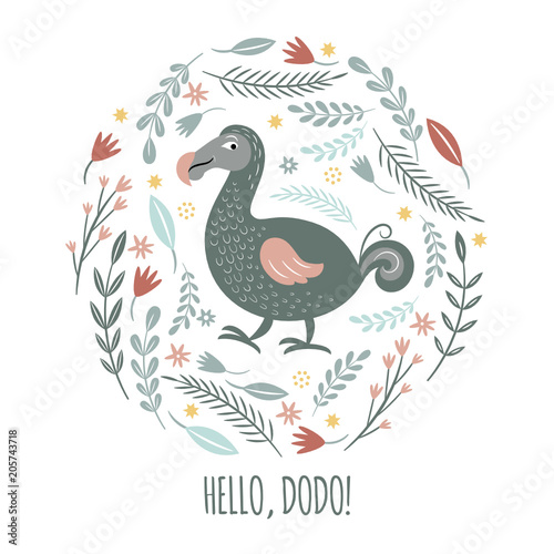 exotic Dodo Bird, poster design, vector illustration,card design