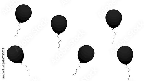 black air balloons on a white background