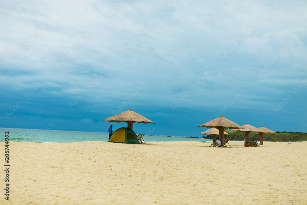 wonderful beach with mountain around, fresh air, nice view for Asian travel, ecology environment at sea area, Phu Yen have many tourist scene for at Viet Nam