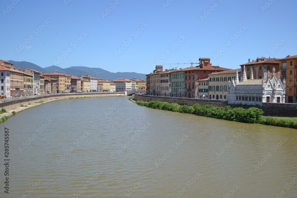 italian cityscape with mountain background