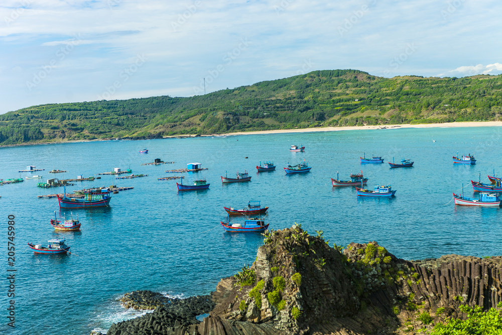 Seascape with volcanic rocks in Phu Yen, Vietnam